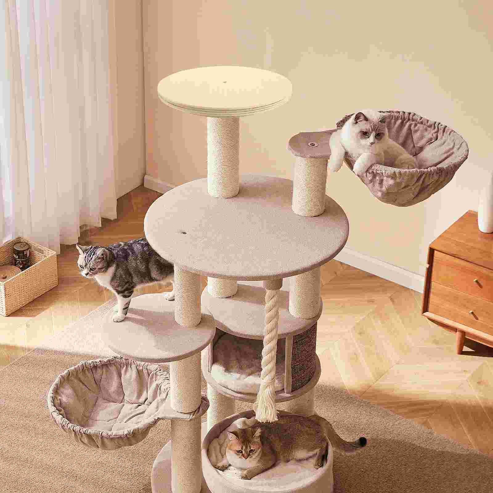 Cat-Scratching-Post-Platform-Wooden-Shelf-Board-Disc-Diy-Cute-Scratcher-Round-Indoor-Scratch-Tree-Smallcats-5