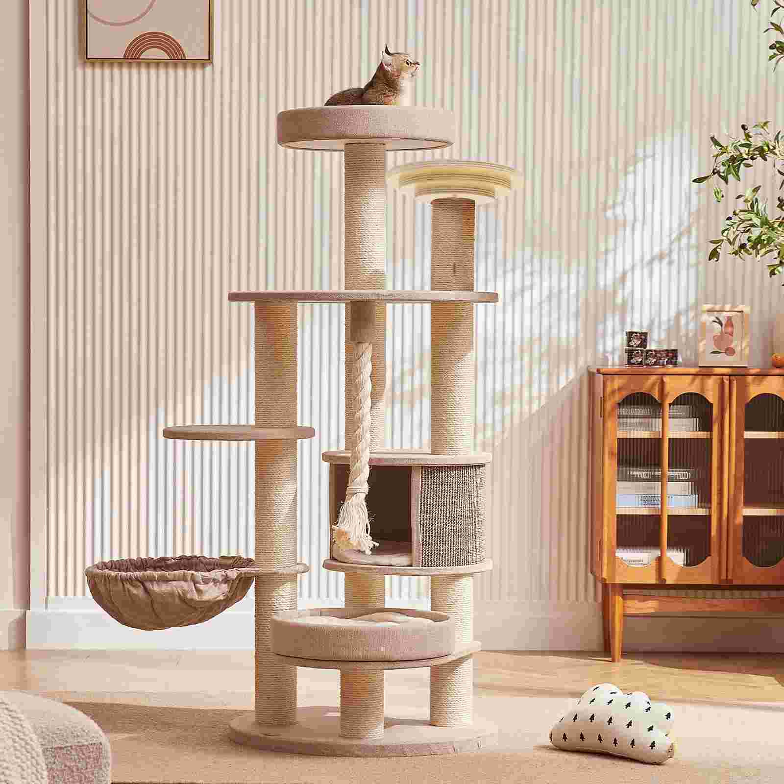 Cat-Scratching-Post-Platform-Wooden-Shelf-Board-Disc-Diy-Cute-Scratcher-Round-Indoor-Scratch-Tree-Smallcats