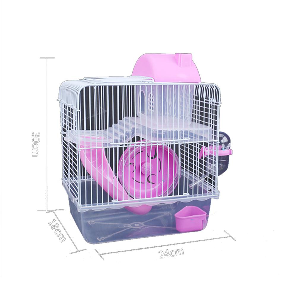 Double-storey-Villa-shaped-Wire-Cage-With-Feeding-Bowl-Running-Roller-Skating-Toy-Small-Castle-Double-4