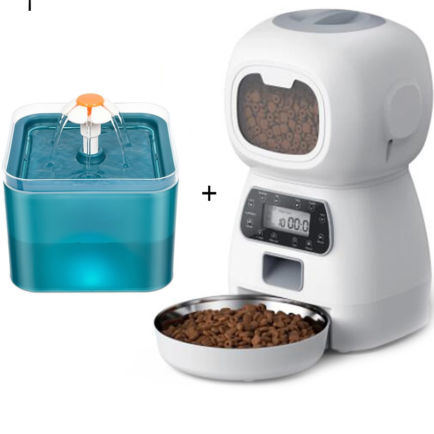 Smart Automatic Dog Cat Feeder, 3.5 Liters Dry Food Dispenser Plus 2L